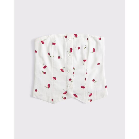 Abercrombie & Fitch Tops - NWT Abercrombie & Fitch Strapless Cropped Tailored Vest Top Cherry Print M